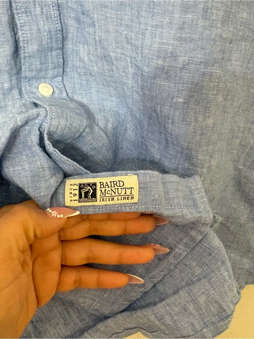 J.Crew Baird McNutt Irish Linen Shirt XL Blue Short Sleeve Button Front NWT - Picture 7 of 15